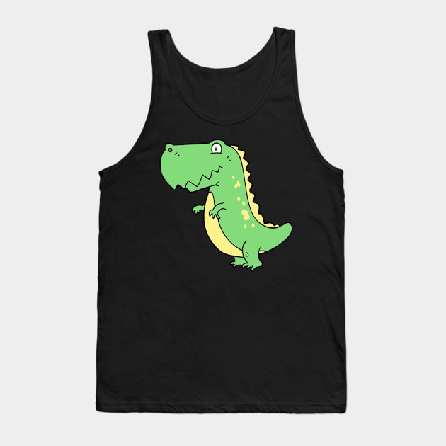 Green T Rex Baby Dinosaur Tank Top by InkyArt